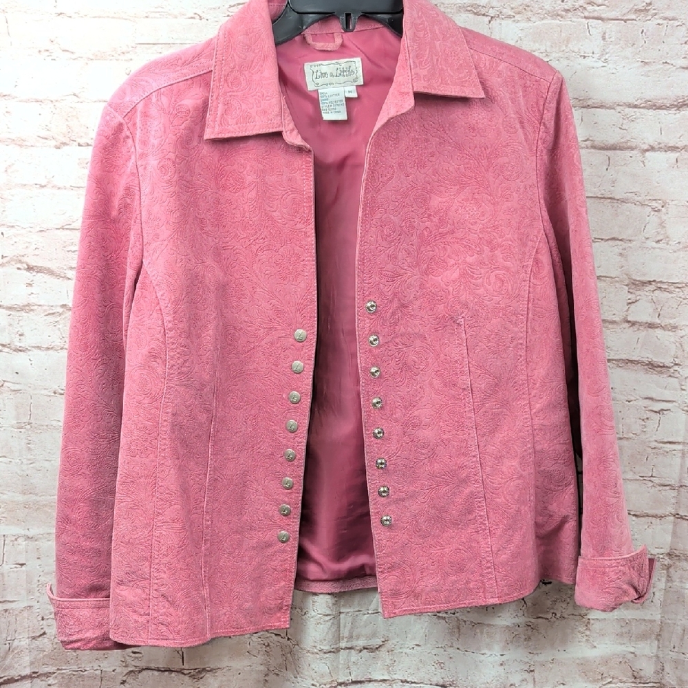 Live A Little Pink Women's Leather Plasiey  Jacket Medium